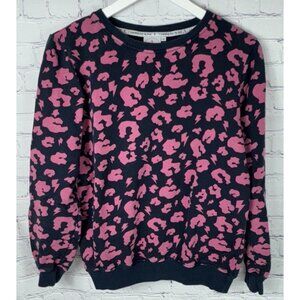 SCAMP & DUDE Women’s Size Medium Navy Pink/Purple Leopard Pullover Sweatshirt